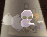 a cartoon of a ghost standing in front of a group of people