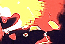 a cartoon drawing of a rat with a circle on its eye