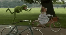 Biking Kermit GIF - Biking Kermit Miss Piggy GIFs
