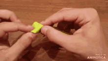 a close up of a person 's hands with the words made in animatica on the bottom right