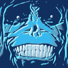 a pixel art drawing of a face with teeth