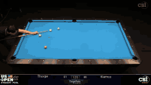 a pool table with the numbers 61 125 and 00 on the screen