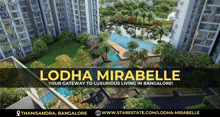 an advertisement for lodha mirabelle shows an aerial view of the building