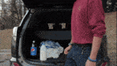 a bottle of pepsi sits in the trunk of a vehicle