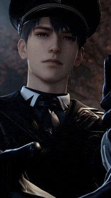 a close up of a man wearing a hat and gloves