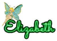 the name elizabeth is displayed with a fairy in the background