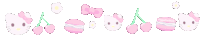 a row of pink hello kitty faces and cherries