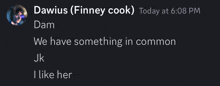 a screenshot of a conversation between dam and jk