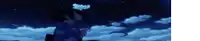 a girl in a blue kimono looks up at the stars