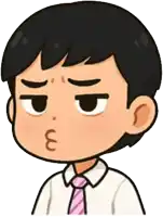a cartoon of a man wearing a white shirt and a pink tie making a funny face .