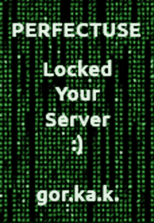 a poster that says perfectuse locked your server gor.ka.k