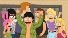 a group of cartoon characters including bob 's burgers are standing together