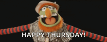 a group of muppets standing next to each other with the words happy thursday written on the bottom .