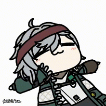 a cartoon of a person with a bandana on their head .