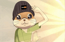 a cartoon hamster wearing a beanie that says cornhub