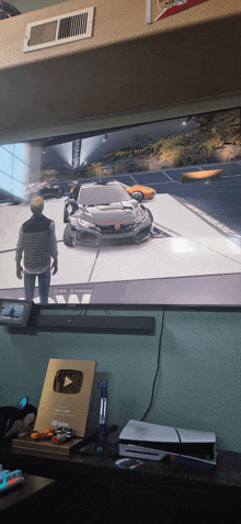a video game is being played on a flat screen television