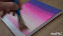 a person is painting a pink and purple gradient on a canvas made in animotica