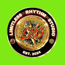 a logo for limitless rhythm studio shows a microphone