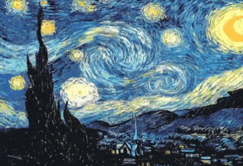 a static animation of the Starry Night where it appears to be 3d as it shakes from left to right 