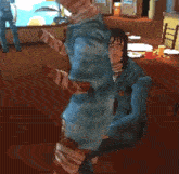 a computer generated image of a person holding another person