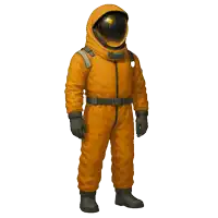 a man in a yellow space suit with a helmet
