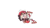 a cartoon of a girl laying on the floor holding a piece of paper with the letter e on it