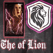 a poster that says the of lion next to a picture of a woman and a lion