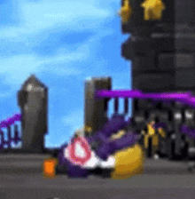a pixelated image of a building with a star on top of it