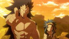 a man and a girl are standing next to each other and the man is pointing at the camera