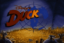 a disney duck cartoon with a bunch of gold coins