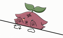 a drawing of a dog with a green leaf on its head