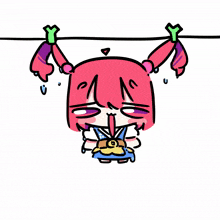 a cartoon drawing of a girl with red hair and a yellow belt