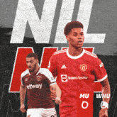 a man in a red teamviewer jersey stands next to another man in a maroon jersey