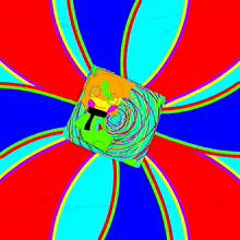 a colorful drawing of a person with a t on their shirt