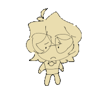 a drawing of a cartoon character with glasses and a sad look on his face
