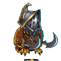 a cartoon of an owl wearing a knight 's helmet and holding a sword by agui real