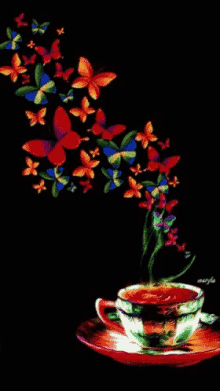Good Morning Butterfly GIF - Good Morning Butterfly Coffee GIFs