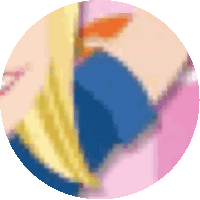 a close up of a person 's face in a pink circle