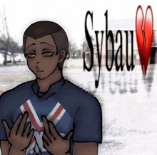 a drawing of a man with the name sylvain on the bottom