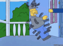 Homer With Springs Getting Punched - The Simpsons GIF