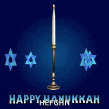 a hanukkah greeting card with a menorah and candles