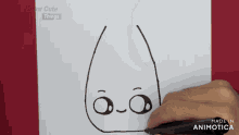 a person is drawing a face on a piece of paper that says made in animonica