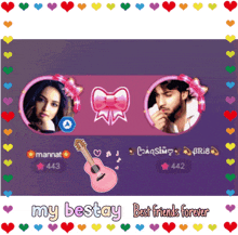 a picture of a man and a woman with the words my bestay best friends forever on the bottom