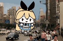 a drawing of alice in wonderland in a city