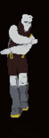 a pixel art drawing of a man wearing a mask