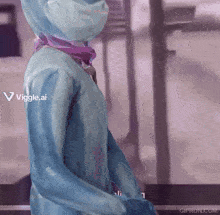 a gif of a person wearing a mask and gloves with the words viggle.ai at the bottom