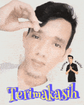 a picture of a man with the words terima kasih written on it