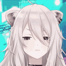 a close up of a anime character 's face with a serious look on her face