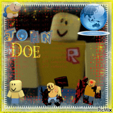 a picture of john doe with a globe and smiley face