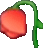 a pixel art of a red flower with a green stem .